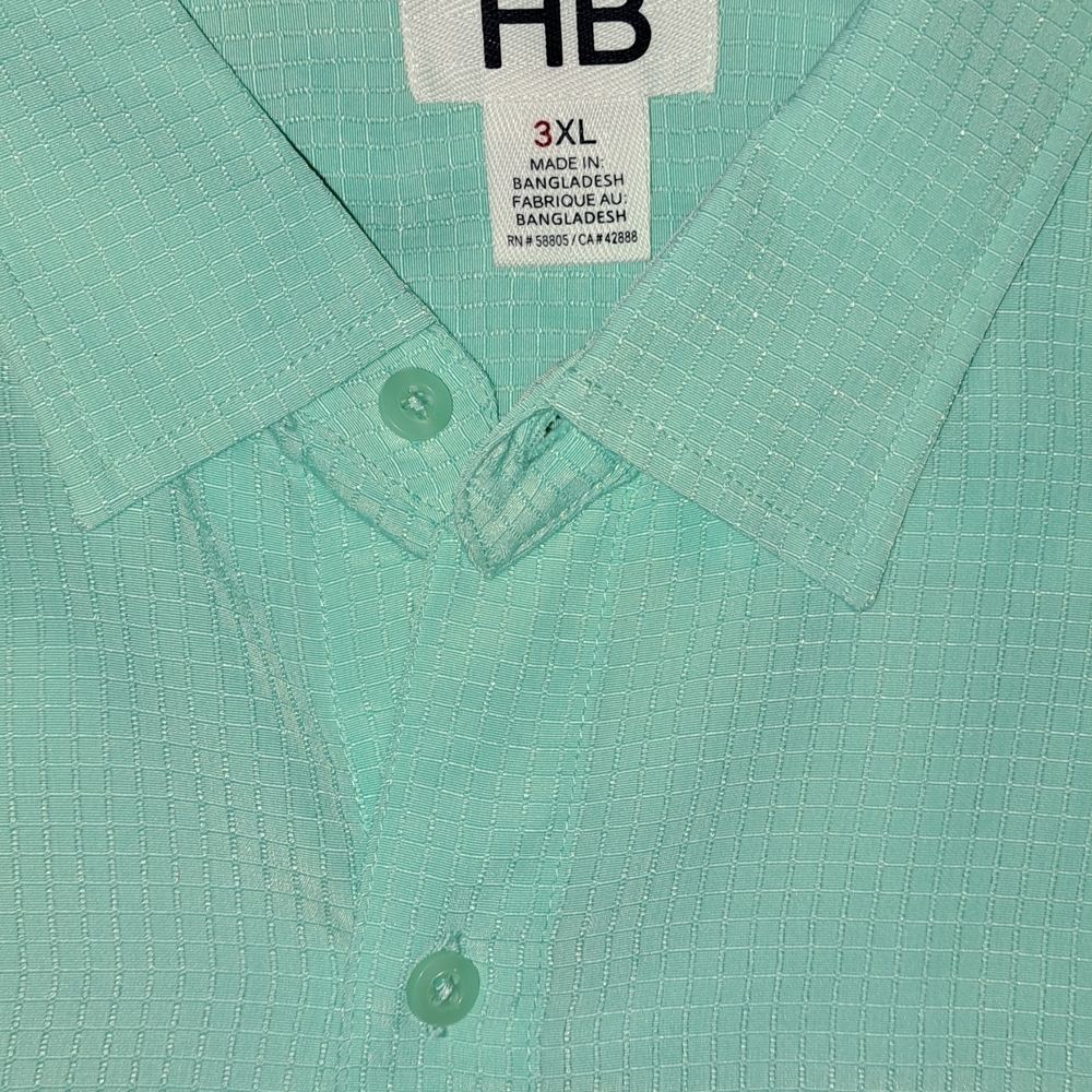 Harbor Bay Mint Green Casual Button Down Shirt - 3XL
